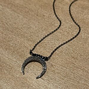 Pave diamond crescent necklace - perfect Halloween vibes!